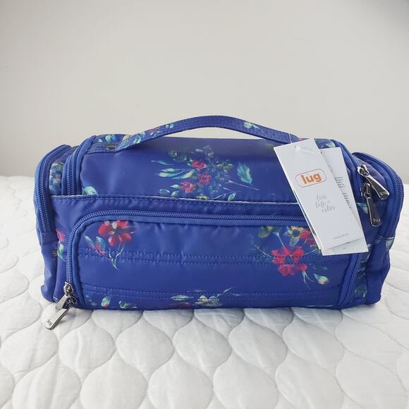 lug Trolley Cosmetic Travel Bag Women's Blue Floral Several Make-Up Compartments - Picture 11 of 11